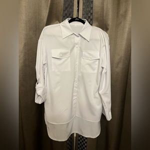 NWOT White button down top. Size large.